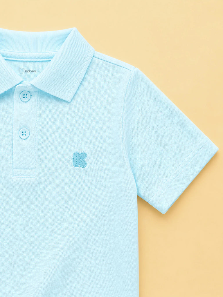 Boys Bamboo Fabric Sky Blue Polo T-Shirt