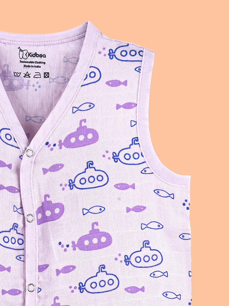 BambooTEC™ Bamboo Muslin Baby Jhabla – Submarine & Fish Print
