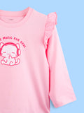 Girls Pink Full-Sleeve Top – Love Music Fur Real Print