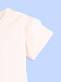 Girls Cotton Co-Ord Set – Peach Bunny T-Shirt with Denim Shorts