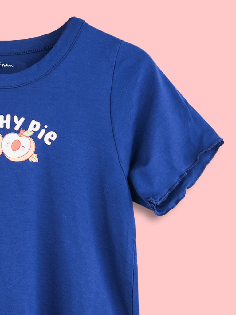 BambooTEC™ Bamboo Girls Blue Top – Peachy Pie Print