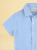 Boys Cotton Blue Gingham Check Shirt