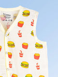 BambooTEC™ Bamboo Muslin Baby Jhabla – Burger & Fries Print