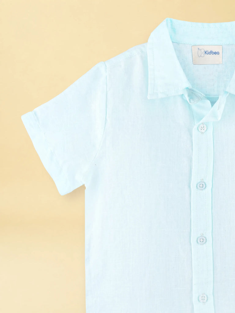 Boys Linen Cotton Pastel Blue Shirt