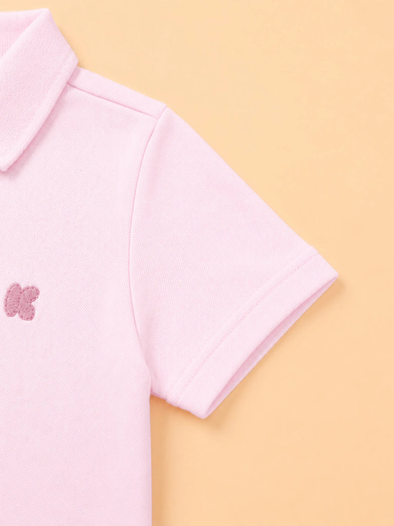 Boys Bamboo Fabric Pink Polo T-Shirt