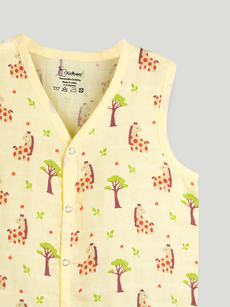 BambooTEC™ Bamboo Muslin Baby Jhabla – Giraffe & Tree Print