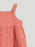 Girls Organic Cotton Coral Floral Print Dress & Bloomers Set with Headband