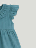 Light Organic Cotton Charming Teal Frock | Elegant & Comfortable