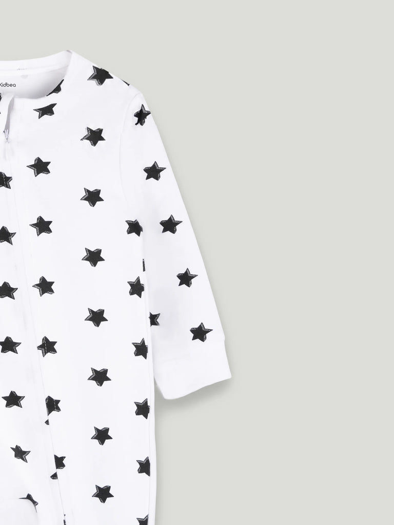 Organic cotton Star Print Romper/Bodysuit - Black