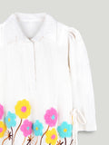 Girls White Embroidered Kurta & Dhoti Set – Colorful Floral Festive Wear