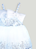 Girls Blue Partywear Frock – Sequin Embellished Bow Detail Dress