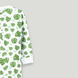 Organic cotton Leaf Print Romper/Bodysuit - Green