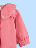 Girls Pink Cotton Collar Top – Stylish Full-Sleeve Everyday Wear