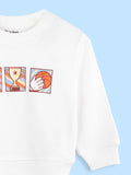 BambooTEC™ Unisex Kids Sweatshirt – White Sports Graphic Full-Sleeve Crewneck