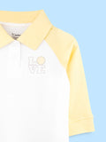 BambooTEC™ Bamboo Girls Frock – Yellow & White Love Graphic Full-Sleeve Dress