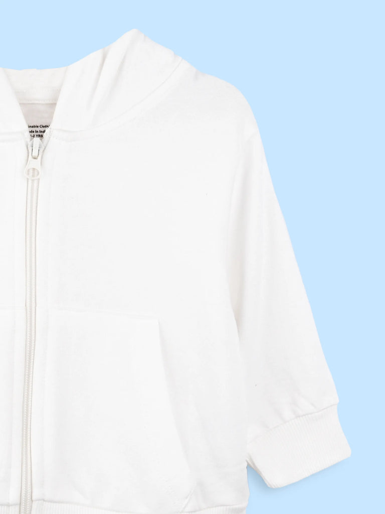 BambooTEC™ Unisex Hoodie – White Bunny Spring Graphic Full-Sleeve Zip-Up Hoodie