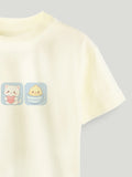 Unisex Bamboo Fabric Yellow Cute Friends Print Oversized T-Shirt