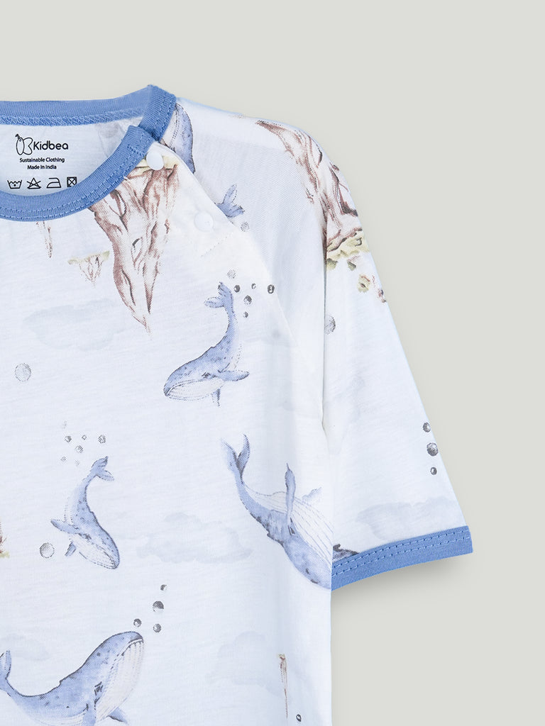 BambooTEC™ Unisex Bamboo Fabric Blue Whale Print T-Shirt & Pyjama Set