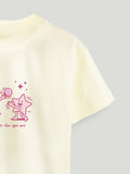 Unisex Bamboo Fabric Cream Shine Like Star Print Oversized T-Shirt