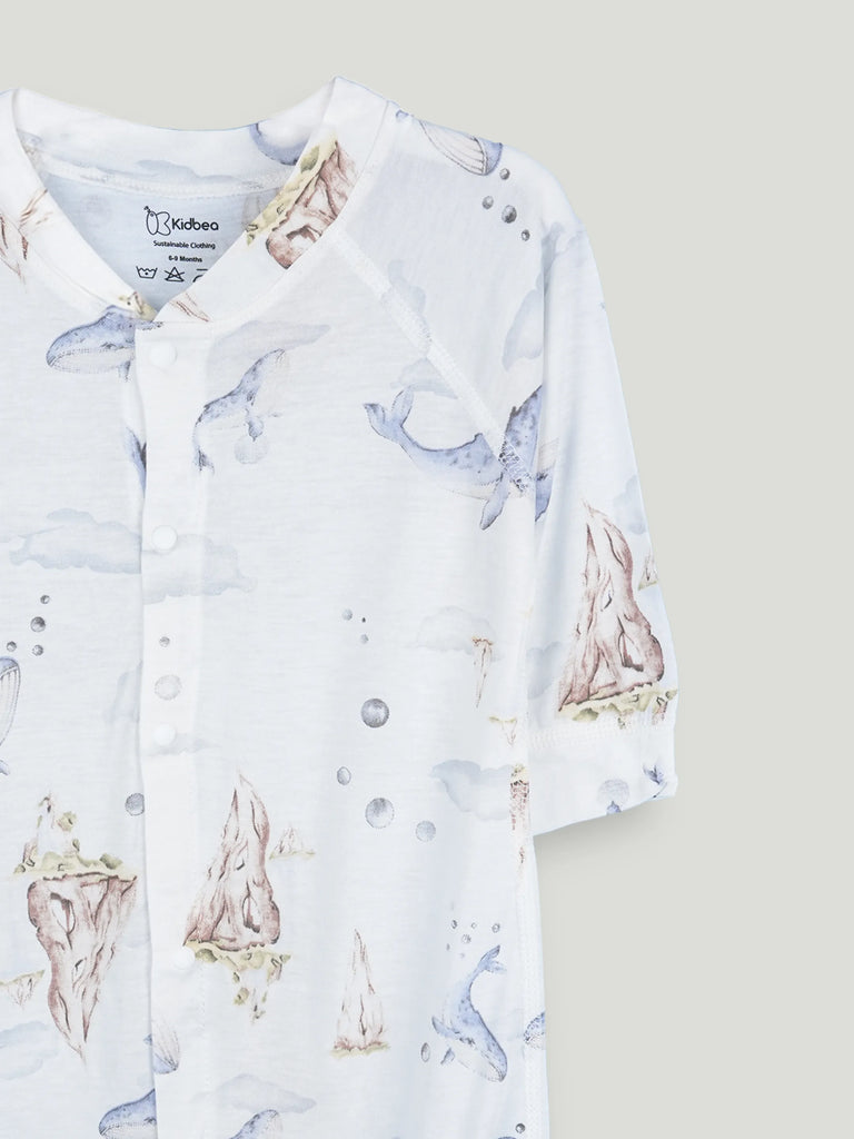 BambooTEC™ Unisex Bamboo Baby Romper – Whale Print