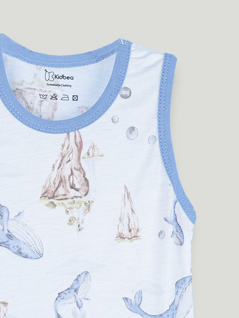 BambooTEC™ Unisex Bamboo Fabric Whale Print Vest & Shorts Set
