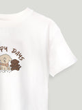 Unisex Bamboo Fabric White Happy Days Print Oversized T-Shirt