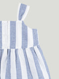 Girls Cotton Striped Peplum Top & Wide Leg Pants Co-ord Set - Blue & White