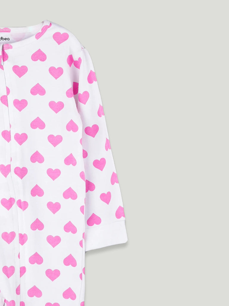 Organic cotton Heart Print Romper/Bodysuit - Pink