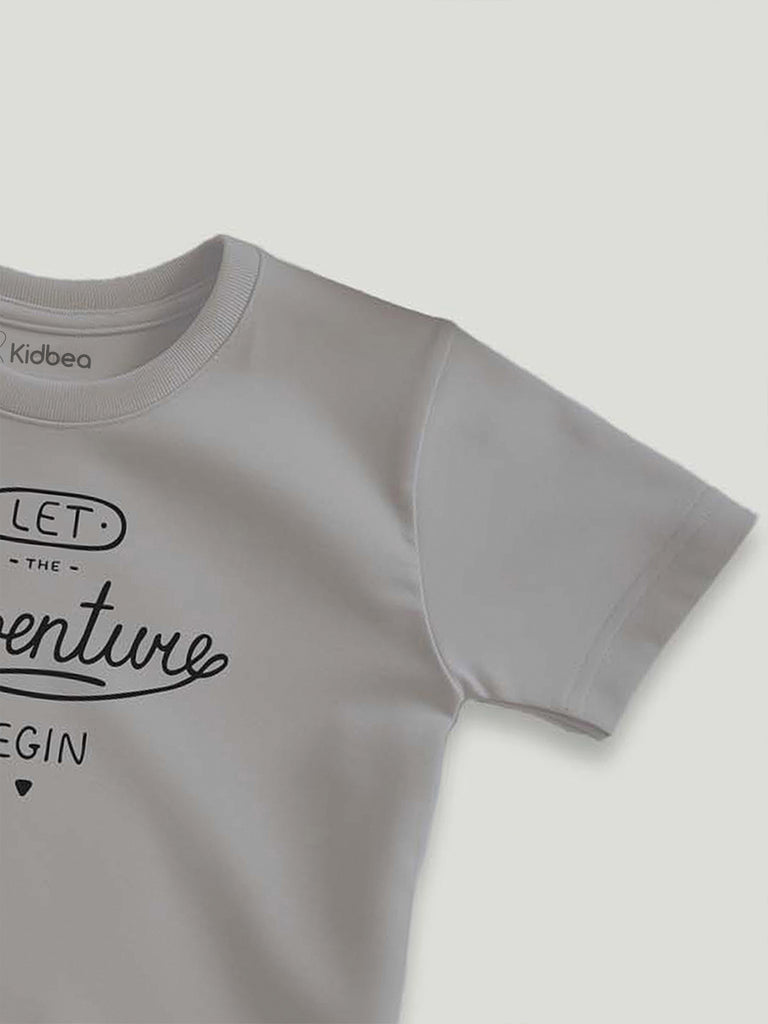 Premium 100% Bamboo Ultra-Soft fabric Half Sleeve Baby Boys T-Shirt with Adventure Print-Grey