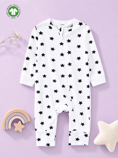 Organic cotton Star Print Romper/Bodysuit - Black