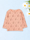 Organic Cotton Unisex Baby Co-ord Set – Soft Breathable Peach Tiger Print Full SleeveT-shirt & Pyjama for Infants