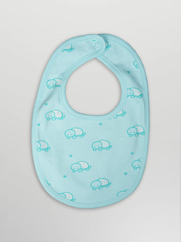 Organic Cotton Baby Bib – Soft Breathable Turtle Print, Feeding & Drool Bib