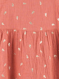 Girls Organic Cotton Coral Floral Print Dress & Bloomers Set with Headband