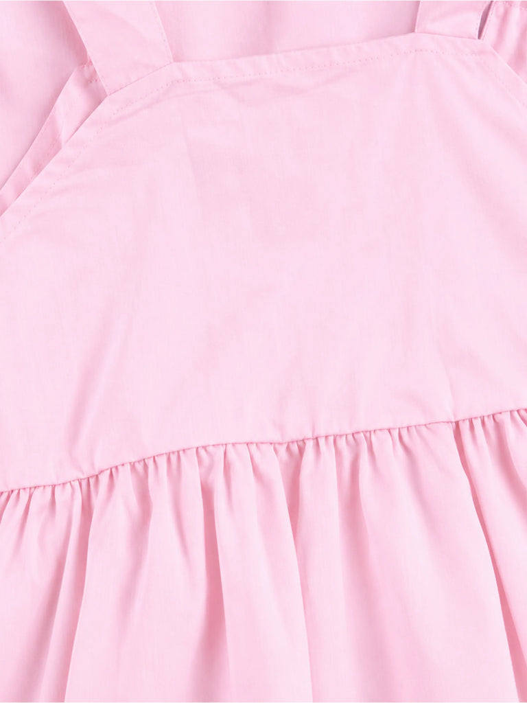 Girls Cotton Frock – Light Pink Sleeveless Flared Dress with Waist Tie