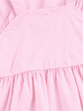 Girls Cotton Frock – Light Pink Sleeveless Flared Dress with Waist Tie