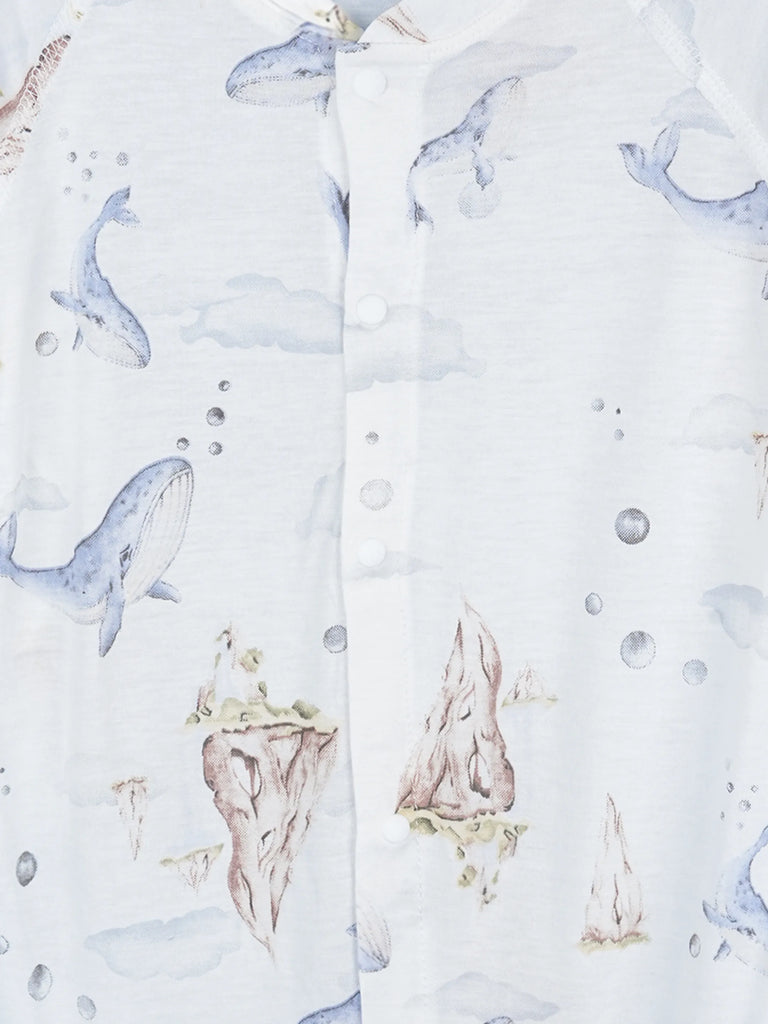 BambooTEC™ Unisex Bamboo Baby Romper – Whale Print