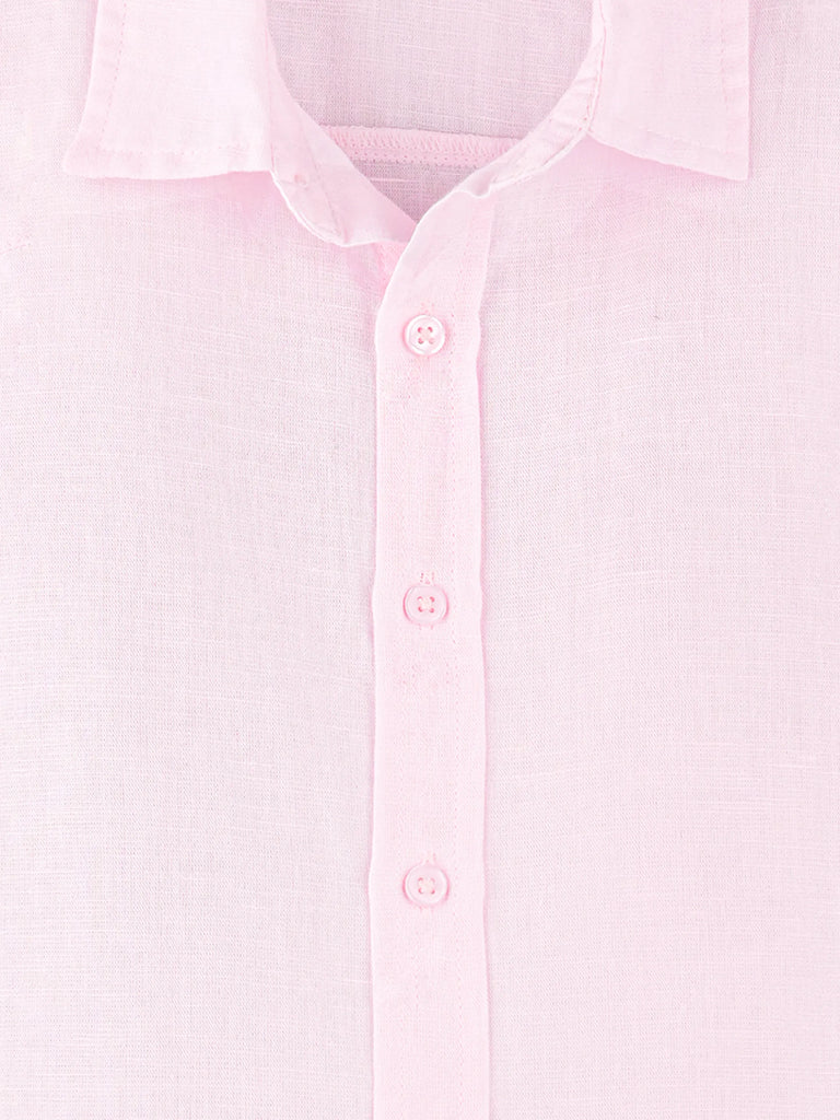 Boys Linen Cotton Pastel Pink Shirt