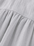 Organic Cotton Girls Flutter Sleeve A-Line Dress - Light Grey