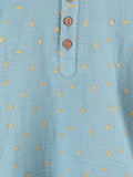 Organic Cotton Boys Mandarin Collar Full Sleeve Shirt - Sky Blue