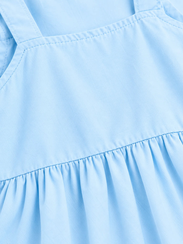 Girls Cotton Frock – Sleeveless Flared Dress with Waist Tie