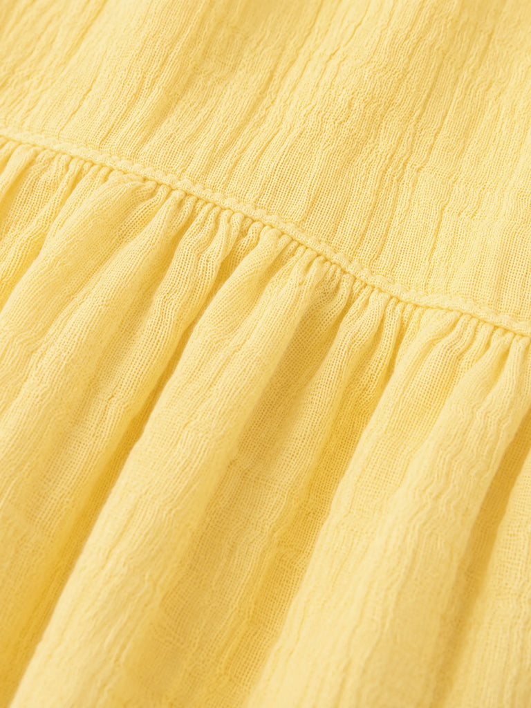 Organic Cotton Girls Sleeveless Summer Dress with Ruffle Hem - Yellow
