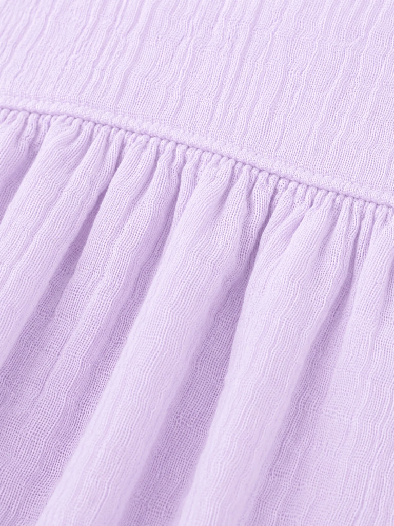 Organic Cotton Girls Sleeveless Summer Dress with Ruffle Hem - Lavender