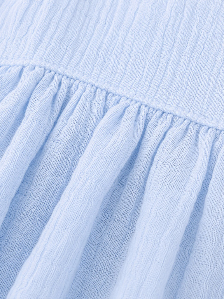 Organic Cotton Girls Sleeveless Summer Dress with Ruffle Hem - Sky Blue