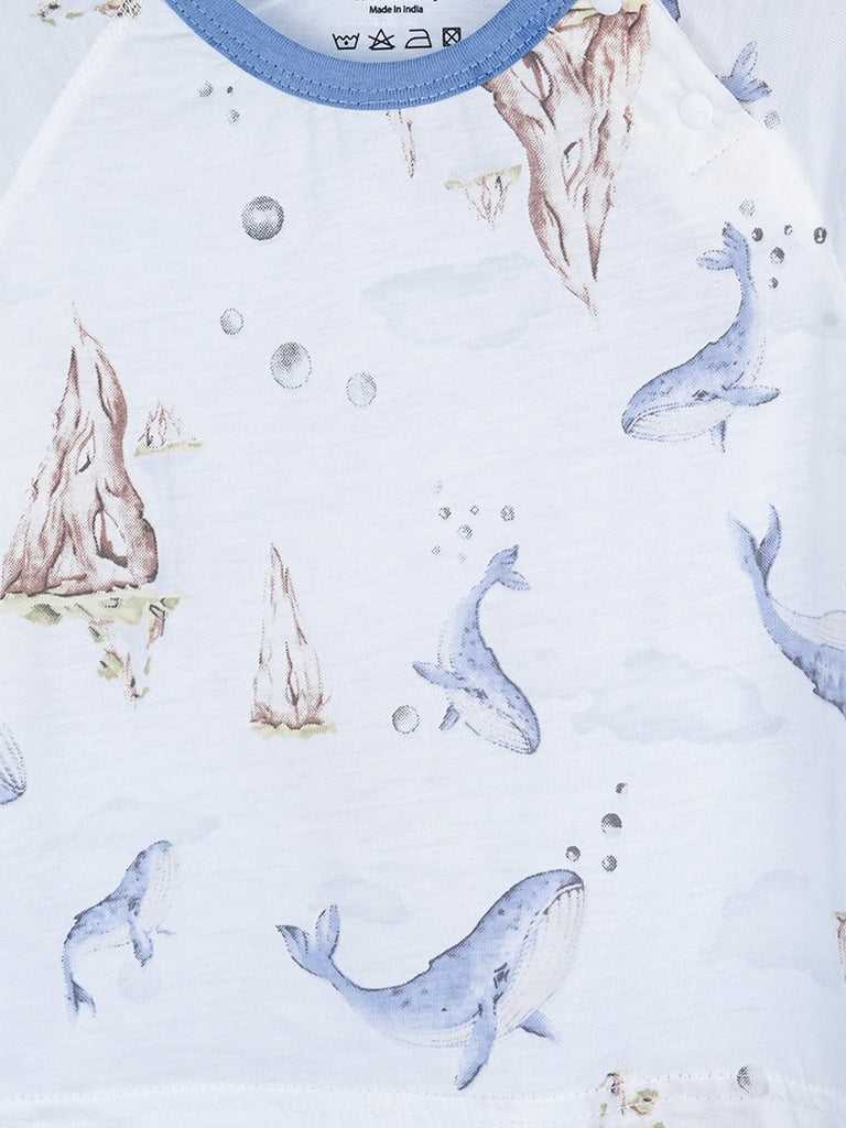 BambooTEC™ Unisex Bamboo Fabric Blue Whale Print T-Shirt & Pyjama Set
