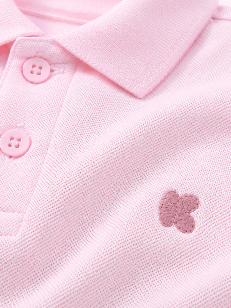 Boys Bamboo Fabric Pink Polo T-Shirt