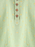 Organic Cotton Boys Mandarin Collar Full Sleeve Shirt - Sage Green