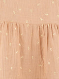 Girls Organic Cotton Beige Floral Print Dress & Bloomers Set with Headband