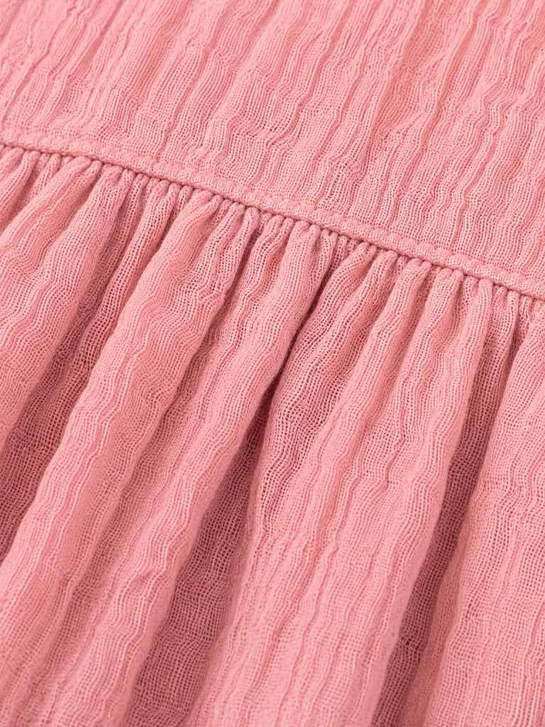 Organic Cotton Girls Flutter Sleeve A-Line Dress - Dusty Rose