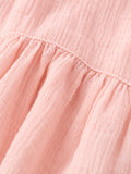 Organic Cotton Girls Flutter Sleeve A-Line Dress - Blush Pink