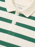 Boys Bamboo Fabric Green Striped Polo T-Shirt